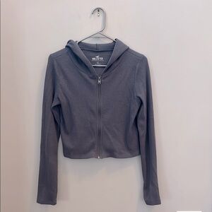Hollister Women's Gray Zip-Up Hoodie Jacket